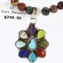Petit Point Handmade Zuni .925 Sterling Silver Multicolor Stones and Turquoise Native American Necklace 390725686147