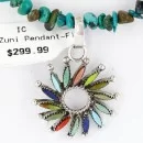 Petit Point Handmade Zuni .925 Sterling Silver Turquoise and Coral Necklace 390824612732