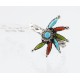 Petit Point Handmade Certified Authentic Zuni .925 Sterling Silver Multicolor Stones and Turquoise Native American Ring  371008009645