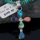Petit Point Handmade Zuni .925 Sterling Silver Multicolor Stones Native American Necklace 390675028354