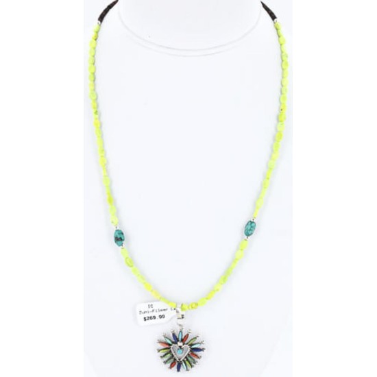 Petit Point Handmade Certified Authentic Zuni .925 Sterling Silver MULTICOLOR Stones Native American Necklace 390789094231