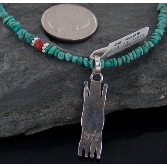 Petit Point Handmade Certified Authentic Zuni .925 Sterling Silver Multicolor Stones Turquoise Native American Necklace 390651280867