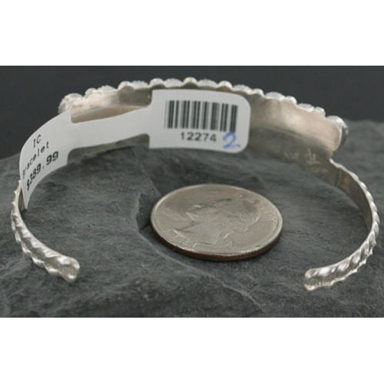 Petit Point Handmade Certified Authentic Zuni .925 Sterling Silver Multicolor Turquoise Native American Bracelet 390729010413