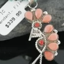 Petit Point Handmade Zuni .925 Sterling Silver PINK Red CORAL Native American Necklace 390667582205