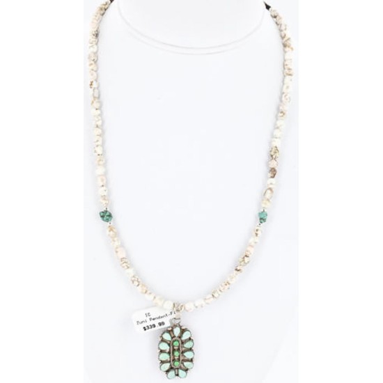 Petit Point Handmade Certified Authentic Zuni .925 Sterling Silver SERAPHINITE and Turquoise Native American Necklace 390789448897