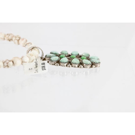 Petit Point Handmade Certified Authentic Zuni .925 Sterling Silver SERAPHINITE and Turquoise Native American Necklace 390789448897