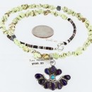Petit Point Handmade Certified Authentic Zuni .925 Sterling Silver SUGILITE and Turquoise Native American Necklace 390838248329