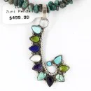 Petit Point Handmade Zuni .925 Sterling Silver Turquoise and Multicolor Stones Native American Necklace 371047412854