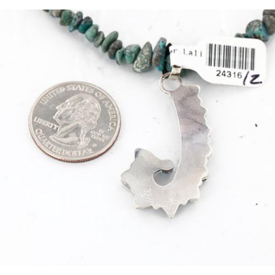 Petit Point Handmade Certified Authentic Zuni .925 Sterling Silver Turquoise and Multicolor Stones Native American Necklace 371047412854