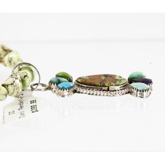 Petit Point Handmade Certified Authentic Zuni .925 Sterling Silver Turquoise Gaspeite Native American Necklace 371046937241