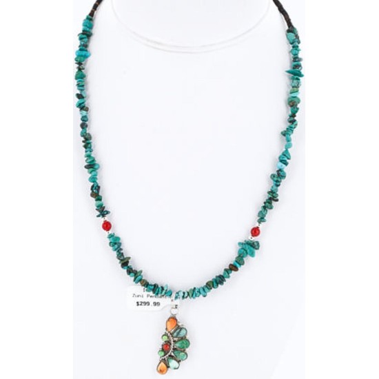 Petit Point Handmade Certified Authentic Zuni .925 Sterling Silver Turquoise Multicolor Stones Native American Necklace 371045479089