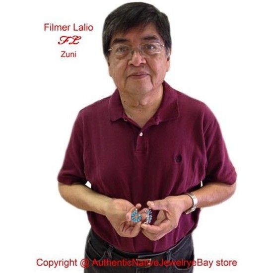 Petit Point Handmade Certified Authentic Zuni .925 Sterling Silver Turquoise Native American Necklace 370838132531