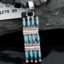 Petit Point Handmade Zuni .925 Sterling Silver Turquoise Native American Necklace 370881945010