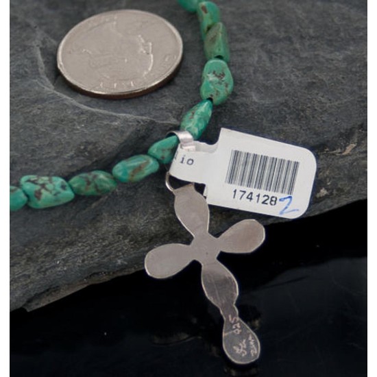 Petit Point Handmade Certified Authentic Zuni .925 Sterling Silver Turquoise Native American Necklace 370891989878