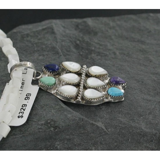 Petit Point Handmade Certified Authentic Zuni .925 Sterling Silver Turquoise Native American Necklace 370925367814