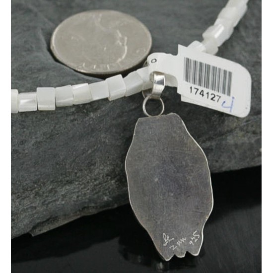 Petit Point Handmade Certified Authentic Zuni .925 Sterling Silver Turquoise Native American Necklace 370925367814