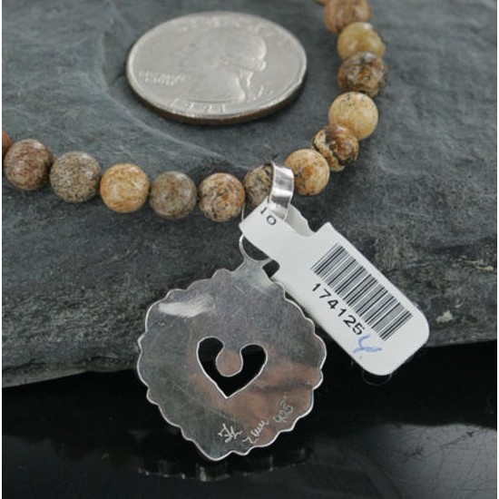 Petit Point Handmade Certified Authentic Zuni .925 Sterling Silver Turquoise Native American Necklace 370929946080