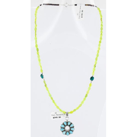 Petit Point Handmade Certified Authentic Zuni .925 Sterling Silver Turquoise Native American Necklace 371006137183