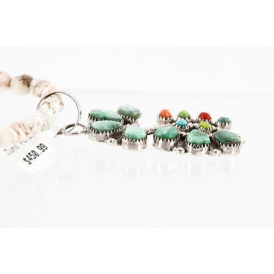 Petit Point Handmade Certified Authentic Zuni .925 Sterling Silver Turquoise Native American Necklace 371028070784