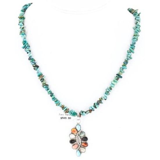 Petit Point Handmade Certified Authentic Zuni .925 Sterling Silver Turquoise Native American Necklace 371049344451 Petit Point Handmade Certified Authentic Zuni .925 Sterling Silver Turquoise Native American Necklace 371049344451