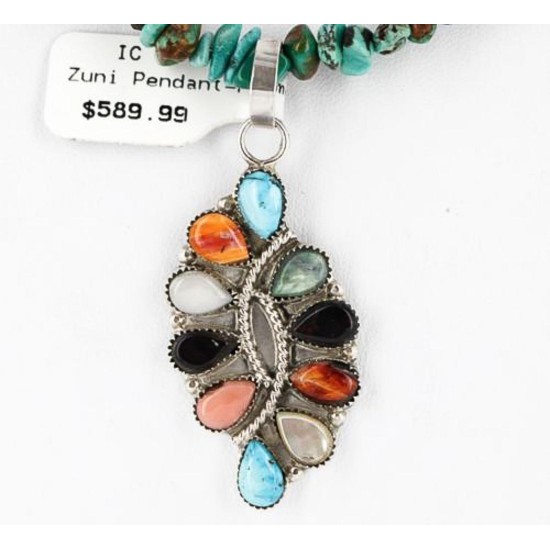 Petit Point Handmade Certified Authentic Zuni .925 Sterling Silver Turquoise Native American Necklace 371049344451 Petit Point Handmade Certified Authentic Zuni .925 Sterling Silver Turquoise Native American Necklace 371049344451