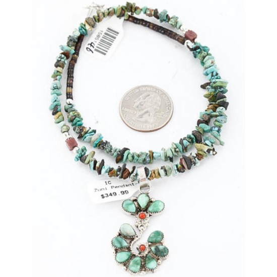 Petit Point Handmade Certified Authentic Zuni .925 Sterling Silver Turquoise Native American Necklace 371051824655