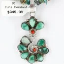 Petit Point Handmade Zuni .925 Sterling Silver Turquoise Native American Necklace 371051824655
