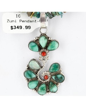 Petit Point Handmade Certified Authentic Zuni .925 Sterling Silver Turquoise Native American Necklace 371051824655