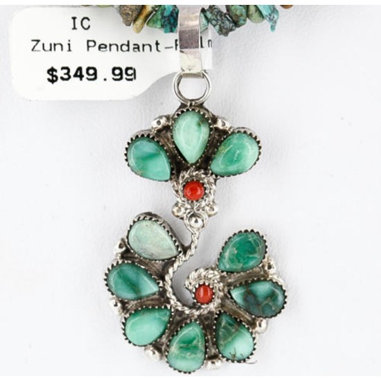 Petit Point Handmade Certified Authentic Zuni .925 Sterling Silver Turquoise Native American Necklace 371051824655