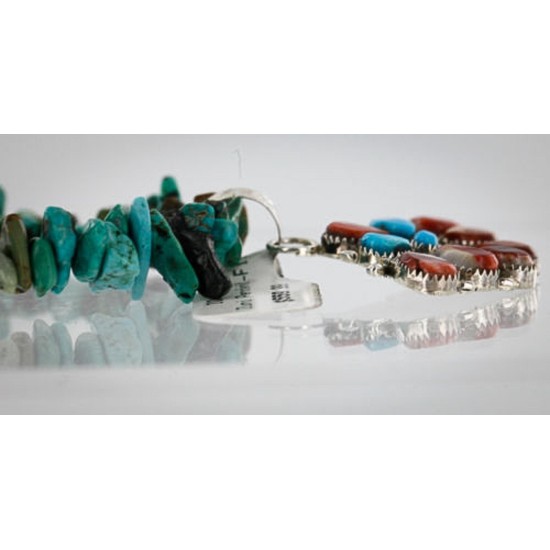 Petit Point Handmade Certified Authentic Zuni .925 Sterling Silver Turquoise Native American Necklace 371060435483