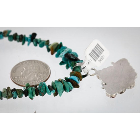 Petit Point Handmade Certified Authentic Zuni .925 Sterling Silver Turquoise Native American Necklace 371060435483