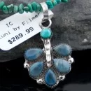 Petit Point Handmade Zuni .925 Sterling Silver Turquoise Native American Necklace 390627819331