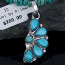 Petit Point Handmade Zuni .925 Sterling Silver Turquoise Native American Necklace 390643159808