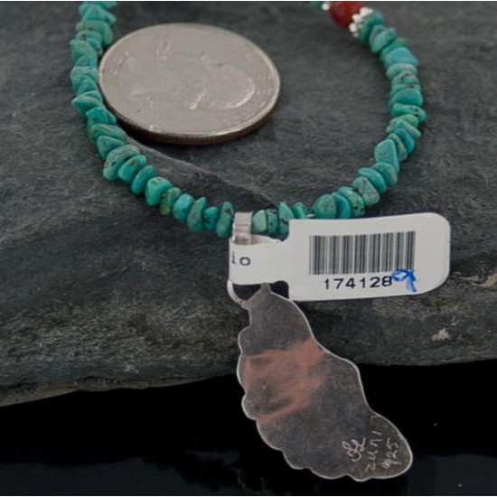 Petit Point Handmade Certified Authentic Zuni .925 Sterling Silver Turquoise Native American Necklace 390643159808