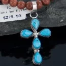 Petit Point Handmade Zuni .925 Sterling Silver Turquoise Native American Necklace 390654560686
