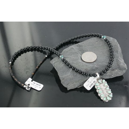 Petit Point Handmade Certified Authentic Zuni .925 Sterling Silver Turquoise Native American Necklace 390667055937