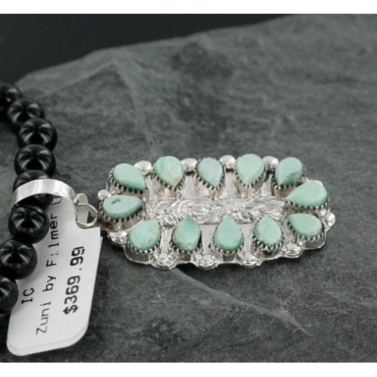 Petit Point Handmade Certified Authentic Zuni .925 Sterling Silver Turquoise Native American Necklace 390667055937