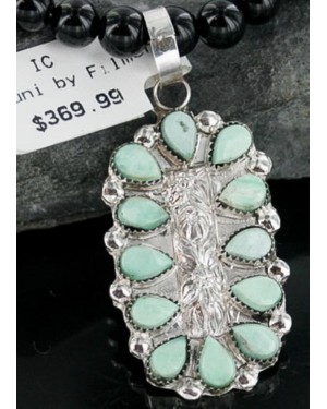 Petit Point Handmade Certified Authentic Zuni .925 Sterling Silver Turquoise Native American Necklace 390667055937