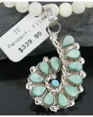 Petit Point Handmade Certified Authentic Zuni .925 Sterling Silver Turquoise Native American Necklace 390679206268