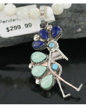 Petit Point Handmade Certified Authentic Zuni .925 Sterling Silver Turquoise Native American Necklace 390682926137