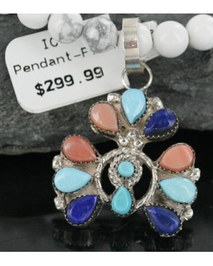 Petit Point Handmade Certified Authentic Zuni .925 Sterling Silver Turquoise Native American Necklace 390688309386