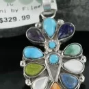 Petit Point Handmade Zuni .925 Sterling Silver Turquoise Native American Necklace 390696587725