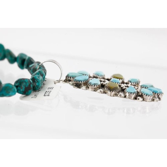 Petit Point Handmade Certified Authentic Zuni .925 Sterling Silver Turquoise Native American Necklace 390767047426