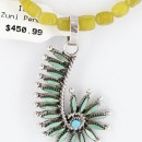 Petit Point Handmade Certified Authentic Zuni .925 Sterling Silver Turquoise Native American Necklace 390805251114