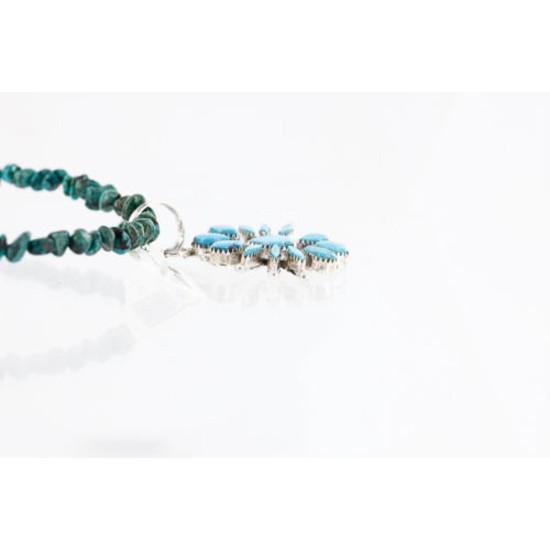 Petit Point Handmade Certified Authentic Zuni .925 Sterling Silver Turquoise Native American Necklace 390810145389