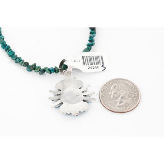 Petit Point Handmade Certified Authentic Zuni .925 Sterling Silver Turquoise Native American Necklace 390810145389
