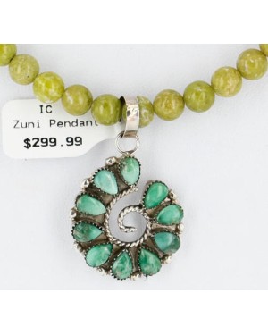 Petit Point Handmade Certified Authentic Zuni .925 Sterling Silver Turquoise Native American Necklace 390839406037