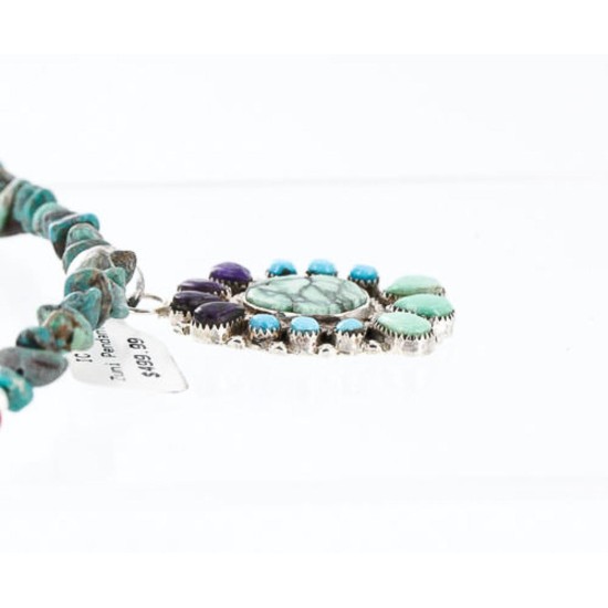Petit Point Handmade Certified Authentic Zuni .925 Sterling Silver Turquoise Native American Necklace 390842253023