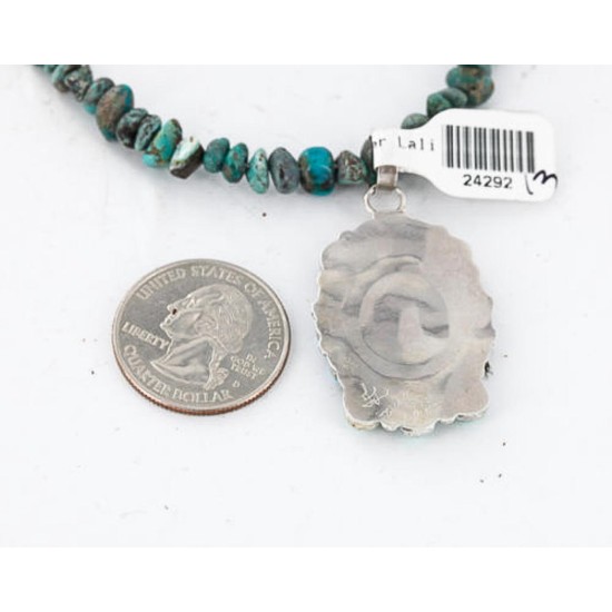 Petit Point Handmade Certified Authentic Zuni .925 Sterling Silver Turquoise Native American Necklace 390842253023