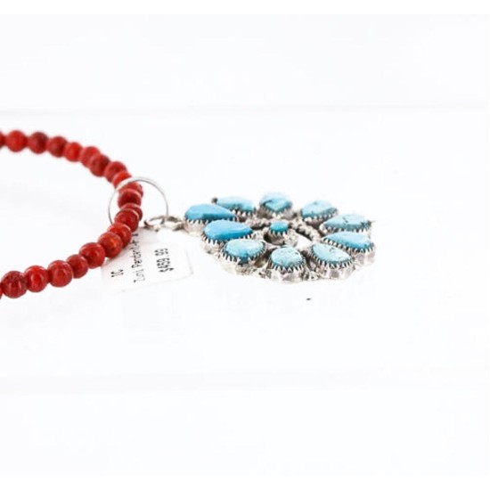 Petit Point Handmade Certified Authentic Zuni .925 Sterling Silver Turquoise Native American Necklace 390844191403